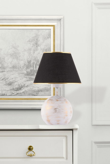 Opviq Lámpara de Mesa Balloon Negro, Blanco y Dorado